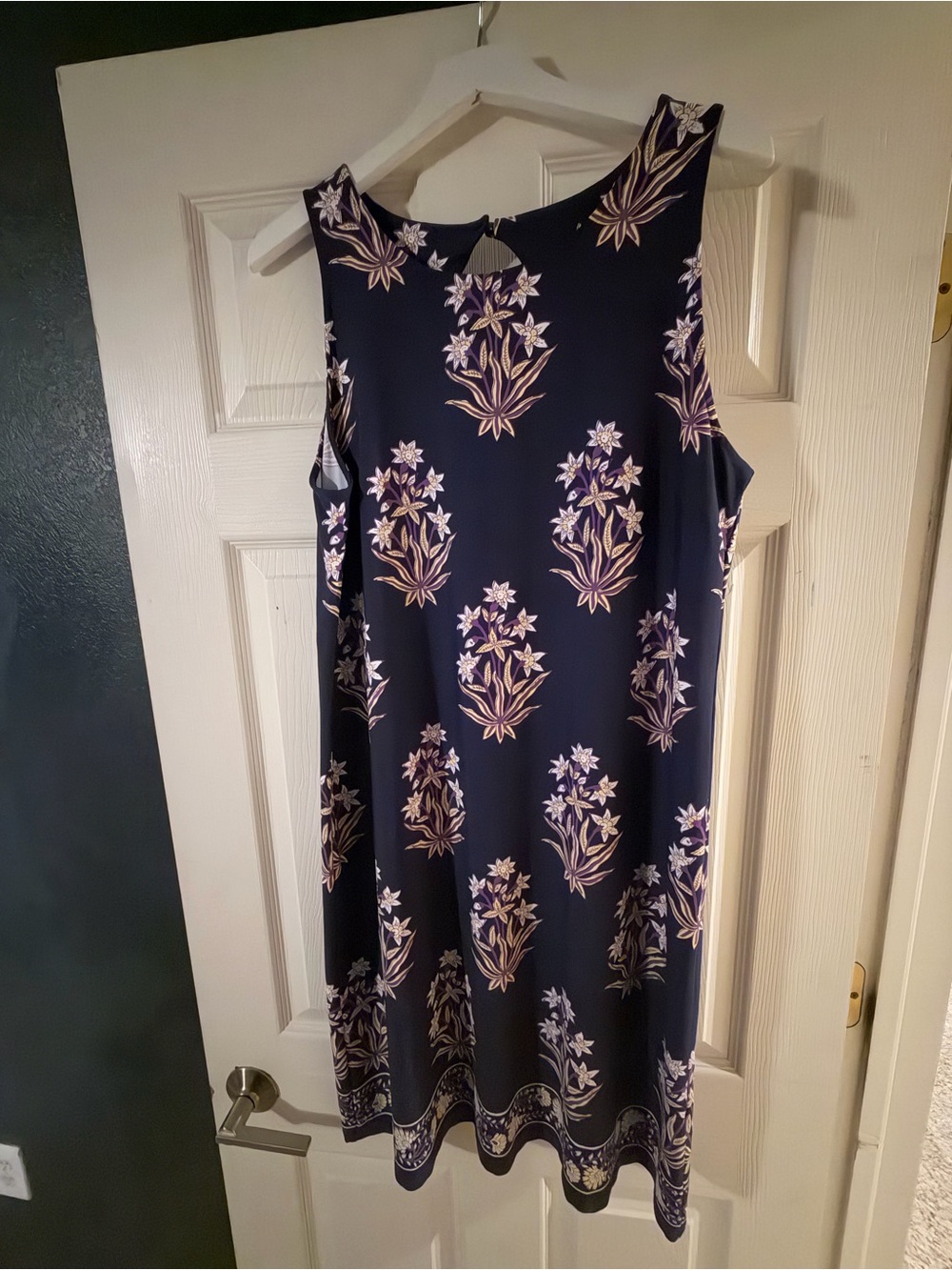Talbots Navy Floral Sleeveless Shift Dress